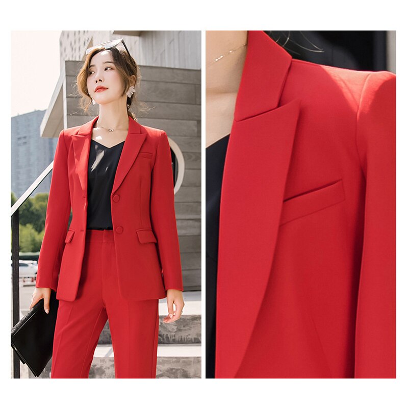 Red Women's Suit Set - Fashionable Work Attire 2020
