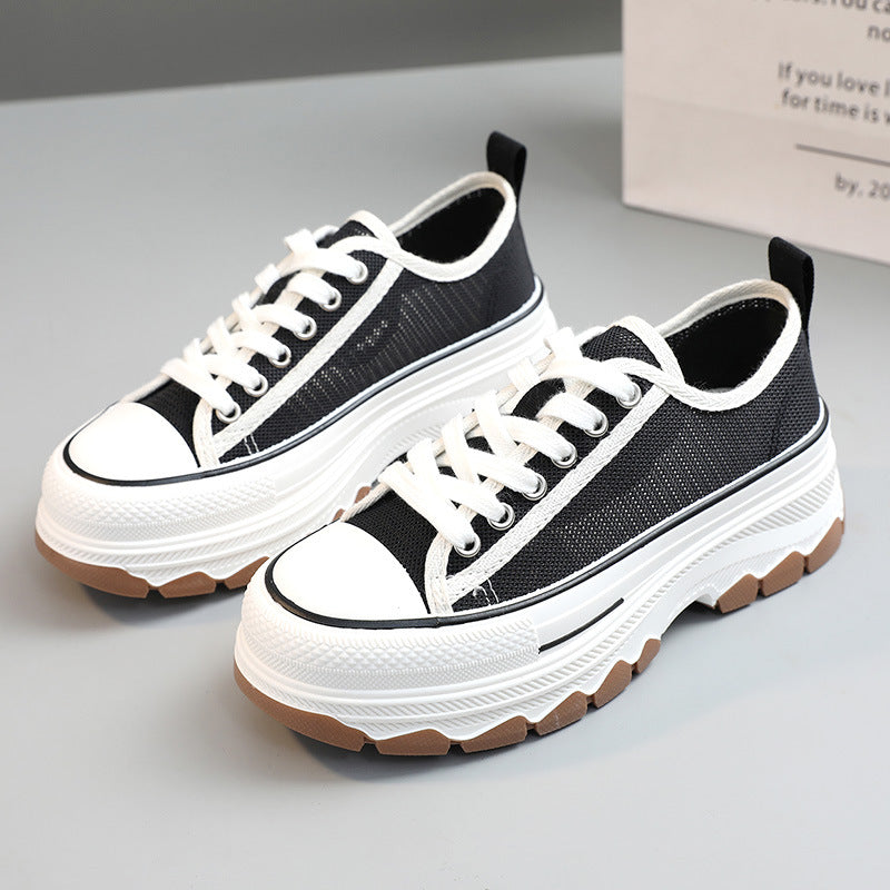 Women's Breathable Canvas Shoes - Thick-Soled Casual Wear