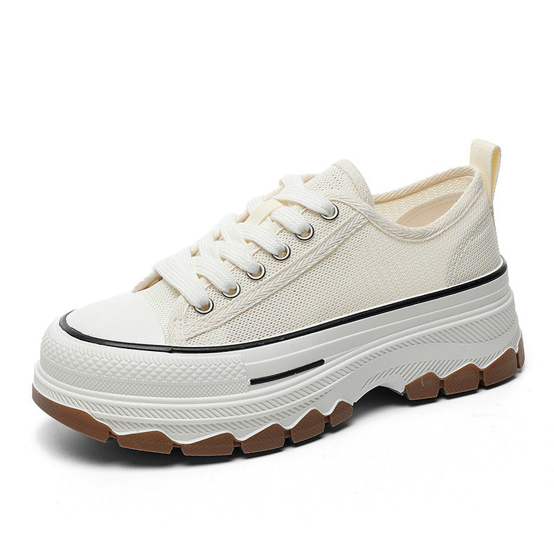 Women's Breathable Canvas Shoes - Thick-Soled Casual Wear