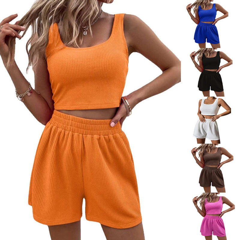2023 Summer Women's Casual Knitted Sleeveless Outfit