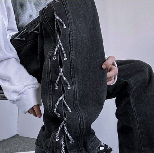 Niche Wide Leg American Jeans for Men in Hip Hop Style