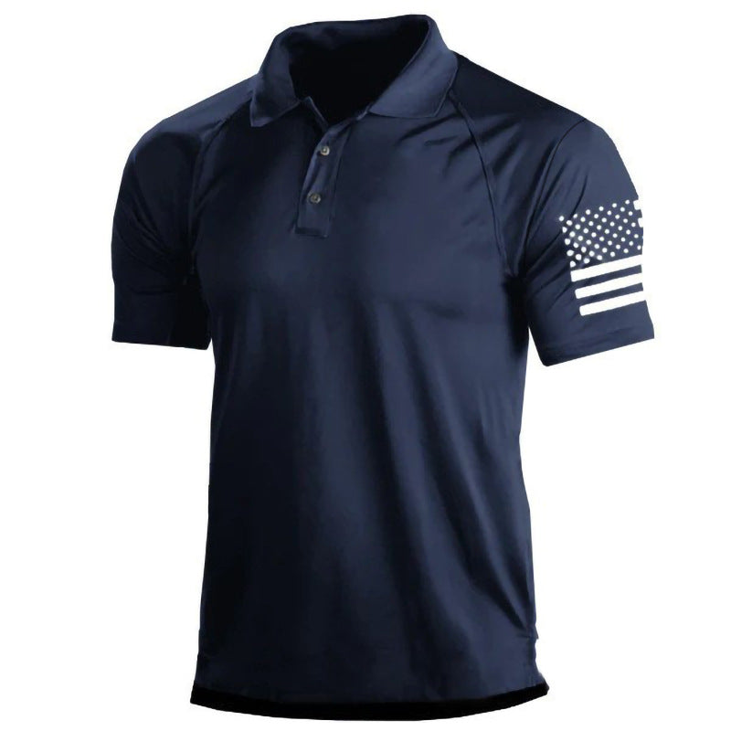 Men's Outdoor 3D Digital Polo Shirt with US Flag