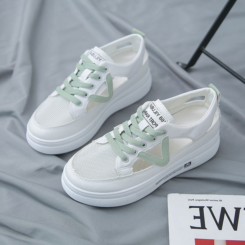 Thick-soled White Women's Casual Sports Shoes
