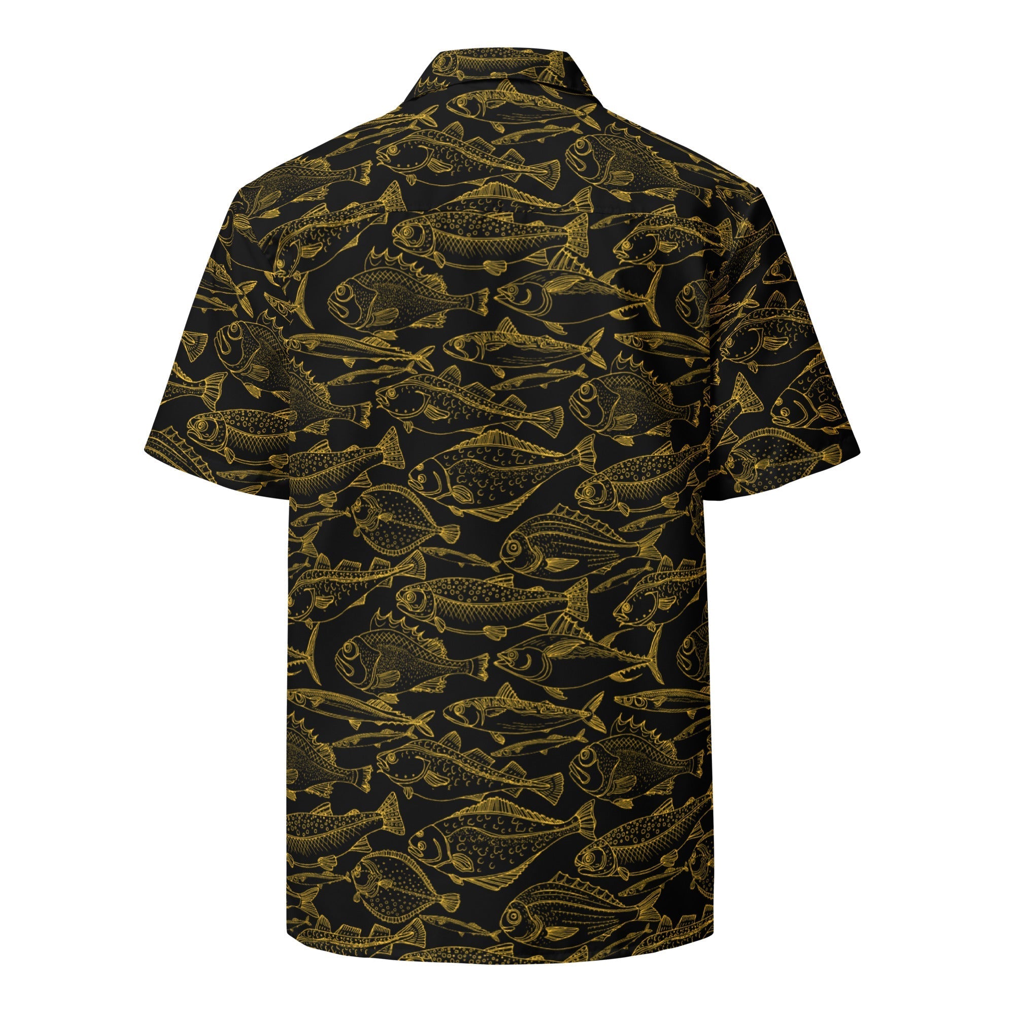 Sea of Gold Riches Hawaiian Button Shirt: Dive into Opulent Ocean Elegance! Karis Fashions