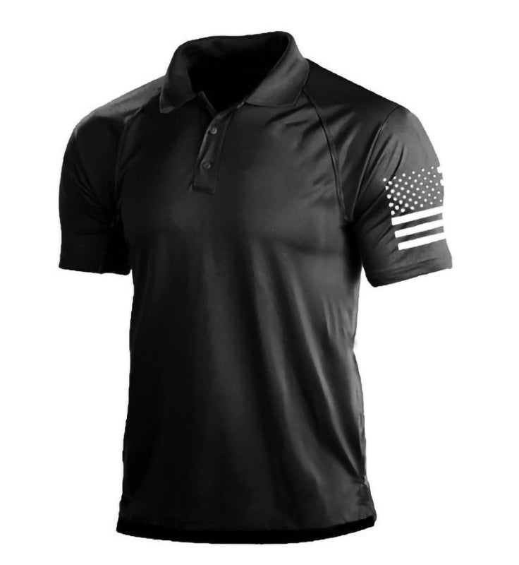 Men's Outdoor 3D Digital Polo Shirt with US Flag