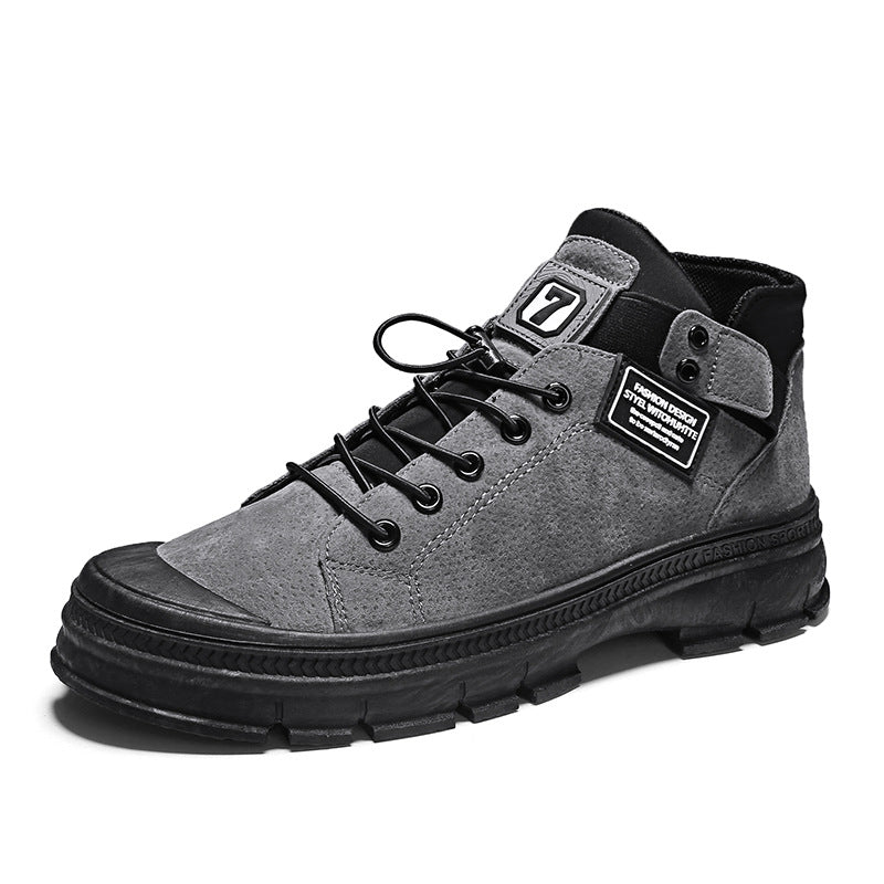 Men's Classic Leather Martin Boots with Elastic Band