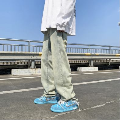 Vintage Washed Loose Straight Fit Jeans for Men