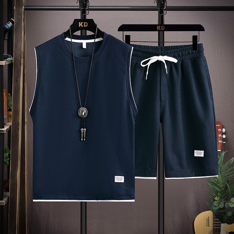 Men's Summer Waffle Set - Casual Sleeveless Outfit