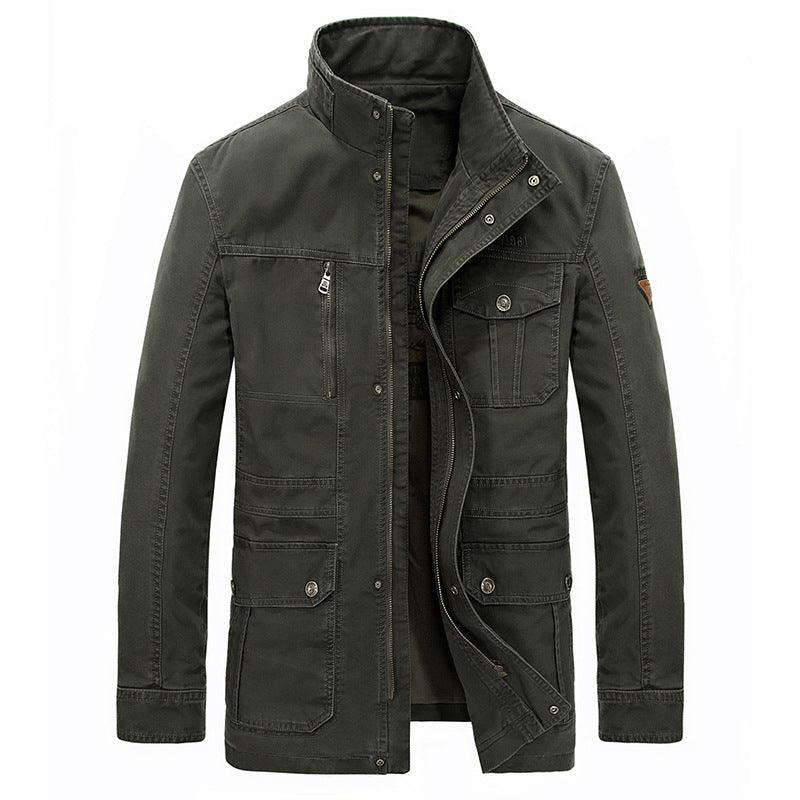 Men's Casual Mid-Length Cotton Jacket for Spring/Fall Karis Fashions