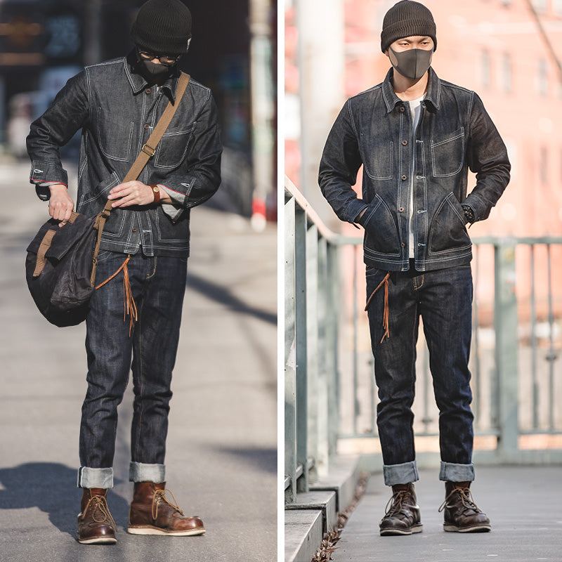 Vintage American Retro Denim Wide Leg Jeans for Men