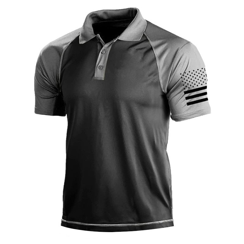Men's Outdoor 3D Digital Polo Shirt with US Flag