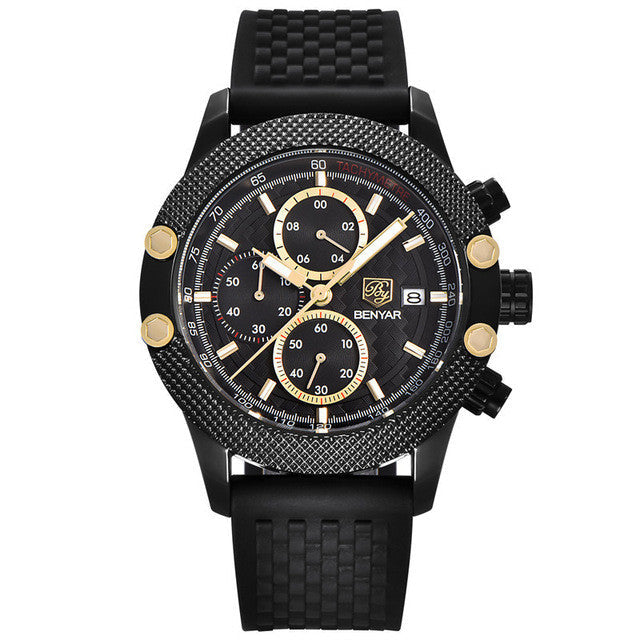 Quartz Three-Eye Watch with Steel Band and Waterproof Karis Fashions
