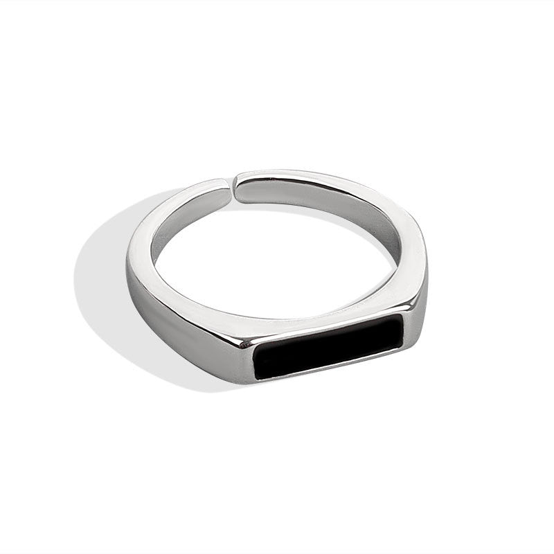 Sterling Silver Black Ring with Cool Wind Design Karis Fashions