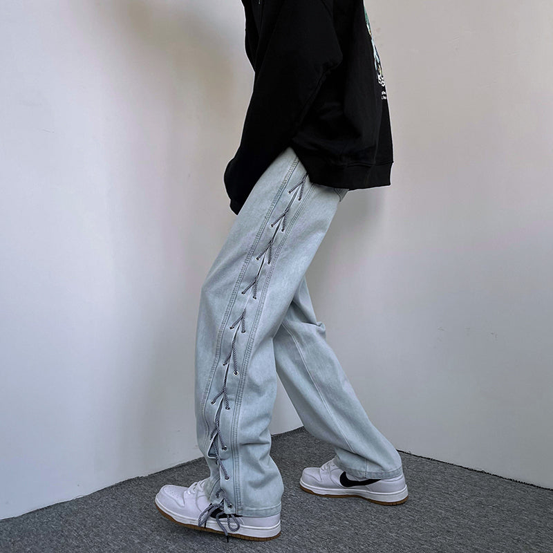 Niche Wide Leg American Jeans for Men in Hip Hop Style