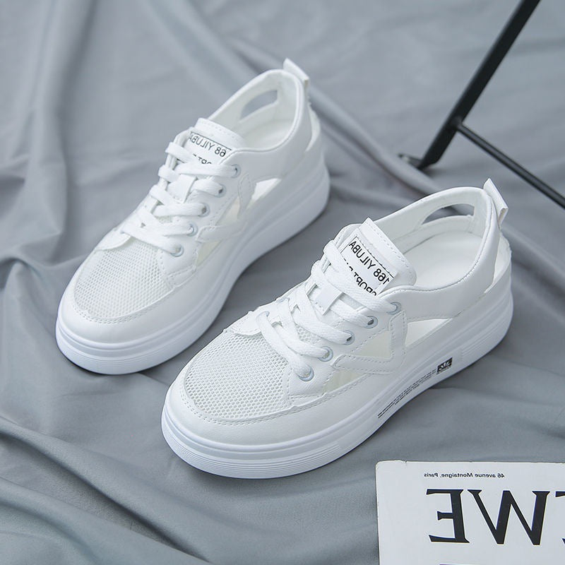 Thick-soled White Women's Casual Sports Shoes