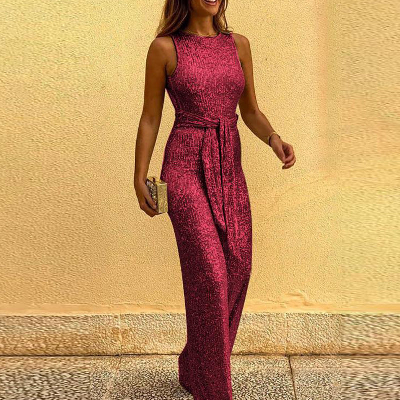 2024 Women's Sleeveless Sequin Jumpsuit Outfit