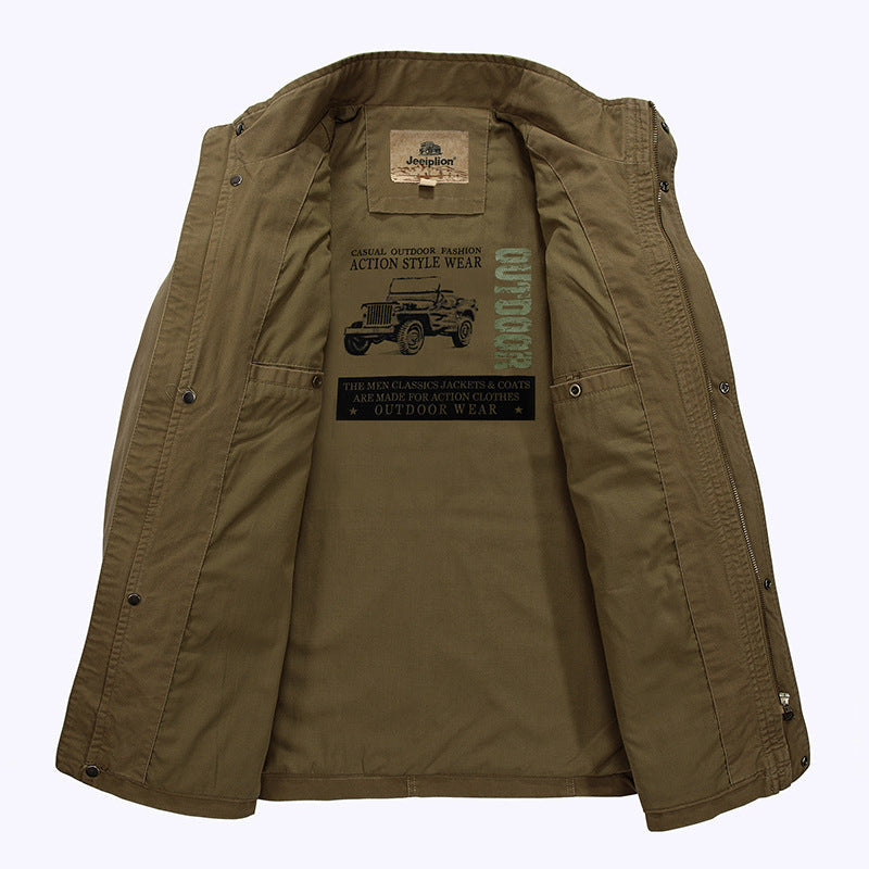 Men's Casual Mid-Length Cotton Jacket for Spring/Fall Karis Fashions